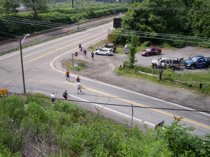 Looking down to Riddle Run Road