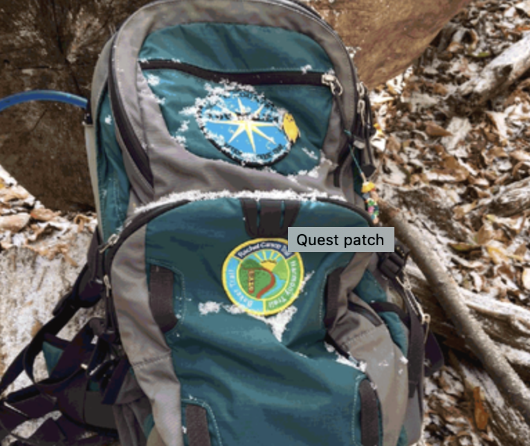 QUEST patch on bag.png QUEST patch on bag.png
